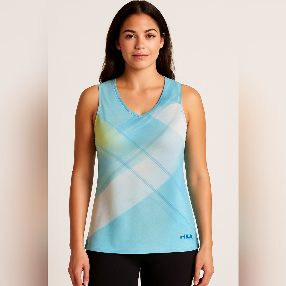 I) FILA Sport Sleeveless Active Tank Top – Women’s Medium – Blue Pastel Plaid